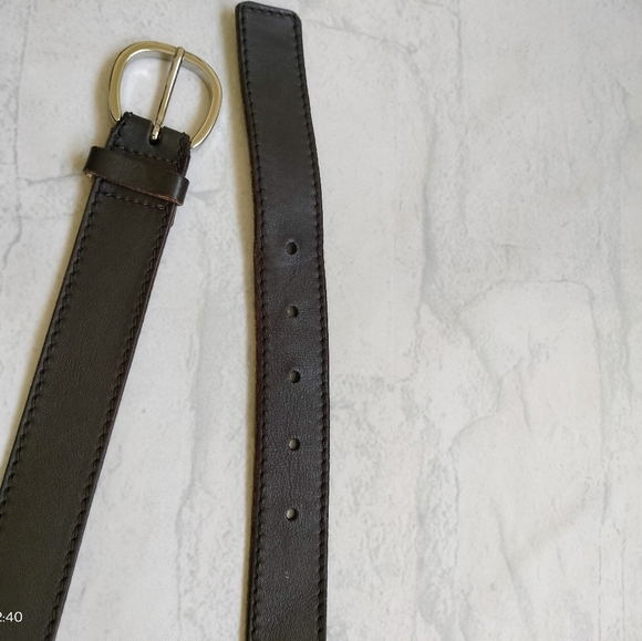 Talbots Brown Leather Belt Women's Sz Medium Genuine Leather Silver Buckle - Picture 7 of 13